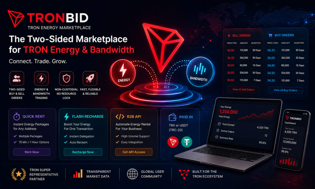 TronBid Introduces Two-Sided Trading for Energy on TRON Ecosystem